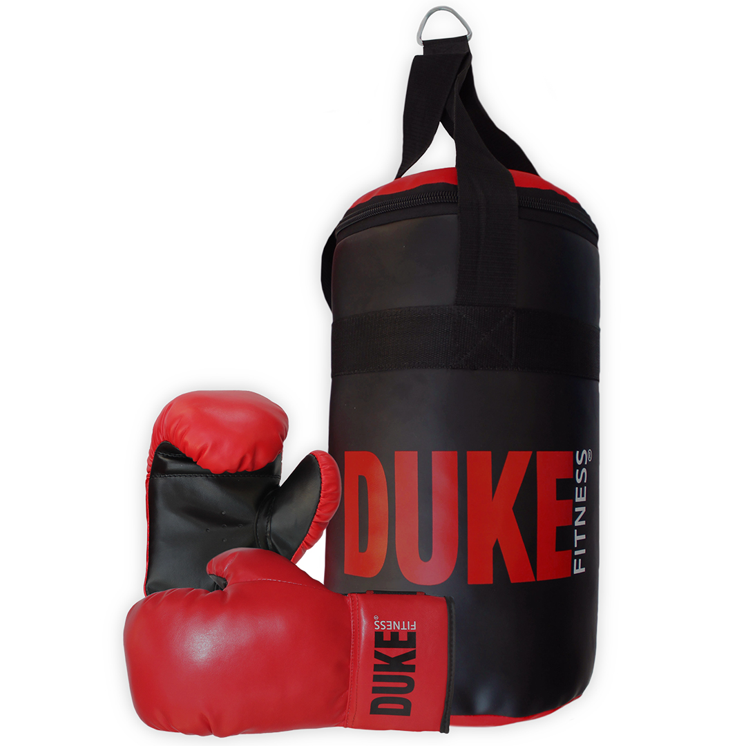 Duke fitness junior nyrkkeilysetti - boxing set , jossa hanskat ja pieni säkki mukana liikuntaharrastuksen aloitukseen!